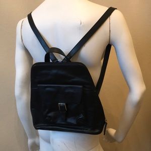 Used Black Leather backpack purse
